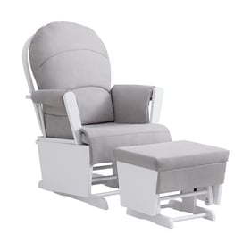 Oxford Soho Baby Essential Light Grey White Glider and Ottoman