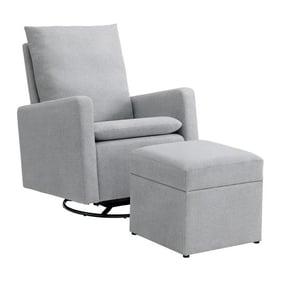 Oxford Soho Baby Everlee Light Gray Upholstered Glider and Ottoman Set