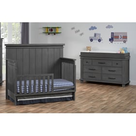 Oxford Soho Baby Hampton Canyon Gray 2pc Toddler Bed Set with Dresser Toppe...