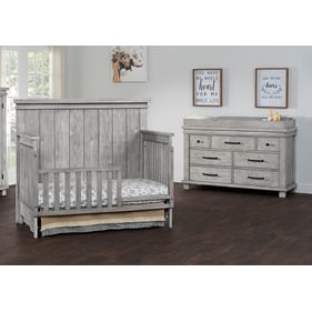 Oxford Soho Baby Hampton Stone Wash 2pc Toddler Bed Set with Dresser Topper