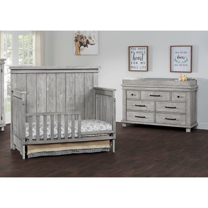 Oxford Soho Baby Hampton Stone Wash 2pc Toddler Bed Set with Dresser Topper OXFD-4301193-KBR-S3