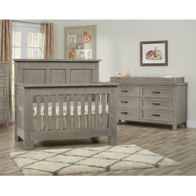 Oxford Soho Baby Hanover Oak Gray 2pc Crib Set with Dresser Topper