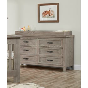 Oxford Soho Baby Hanover Oak Gray 6 Drawer Dresser with Changing Topper