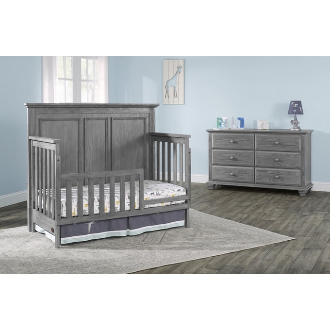 Oxford Baby Kenilworth Graphite Gray 2pc Toddler Bed Set with Dresser OXFD-21111530-KBR-S3