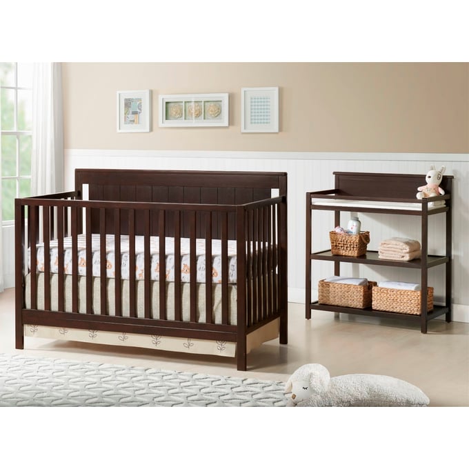 Oxford Baby Lazio Espresso 2pc Crib Set with Changing Table OXFD-1771155-KBR-S6