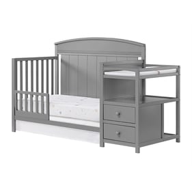 Oxford Baby Pearson Dove Gray Changing Station Toddler Bed with Guard Rail