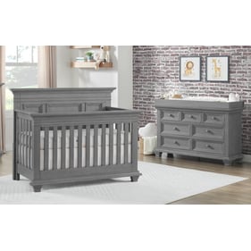 Oxford Baby Weston Dusk Gray 2pc Crib Set with Dresser Topper