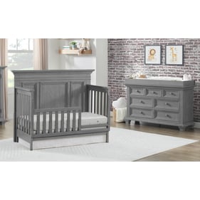 Oxford Baby Weston Dusk Gray 2pc Toddler Bed Set with Dresser Topper