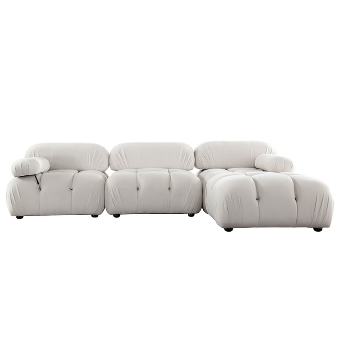 Diamond Sofa Paloma Cream 4pc Modular Reversible Chaise Sectional DMND-PALOMA1LC1AC1RC1OTCM