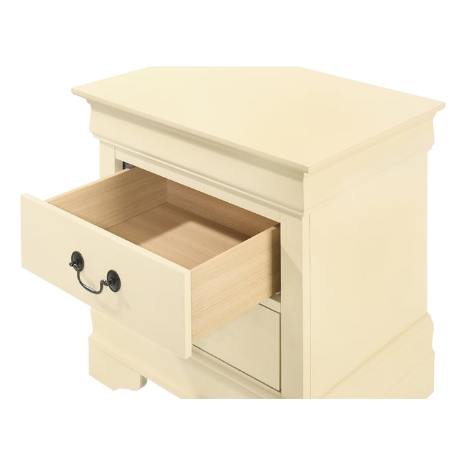 Passion Furniture Louis Philippe 2-drawer Beige Nightstand (24 In
