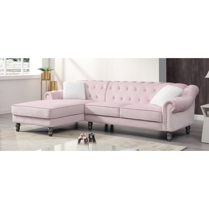 Pink deals tufted sectional