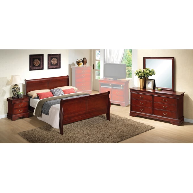 Louis Philippe Youth Sleigh Bedroom Set (Cherry)