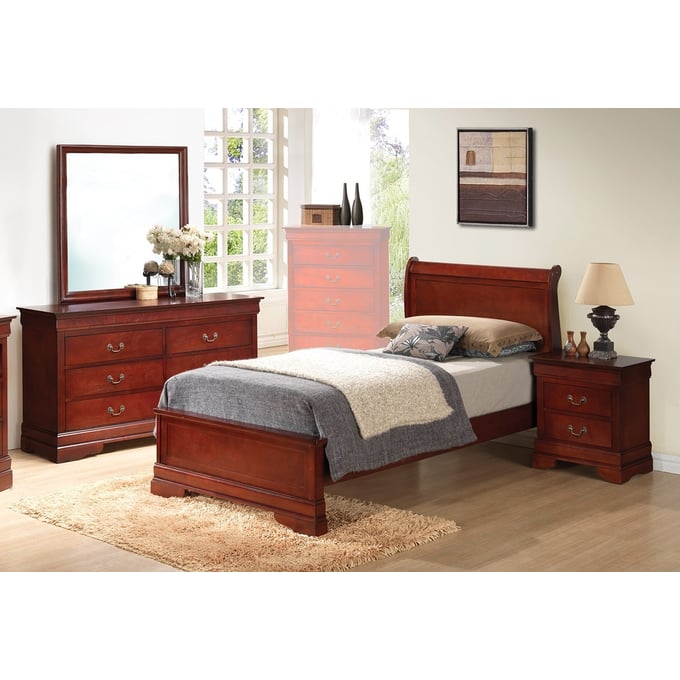 Passion Furniture Louis Philippe Black 2pc Bedroom Set with King