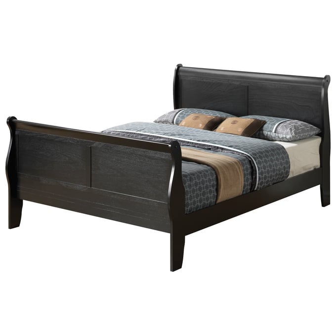 Passion Furniture Louis Philippe Black 2pc Bedroom Set with King