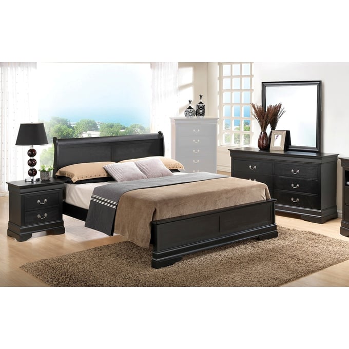 Louie Sleigh Bedroom Set (Cherry) Bernards