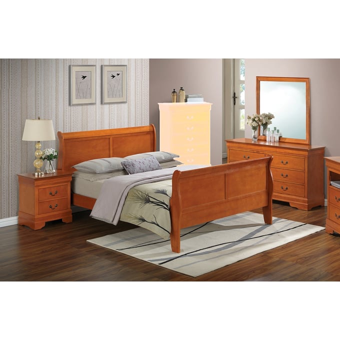 Louis Philippe Style Bedroom Furniture 4pc Set Queen Sleigh Bed