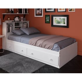 Palace Imports Kansas White 2pc Bedroom Set with Twin Mates Bookcase Bed