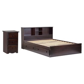 Palace Imports Kansas Java 2pc Bedroom Set with Full Mates Bookcase Bed