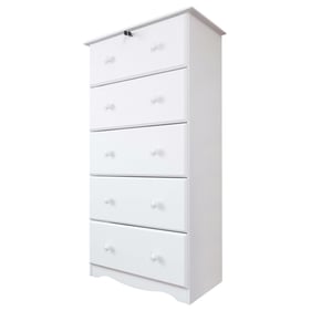 Palace Imports White 5 Jumbo Drawers Chest with Lock