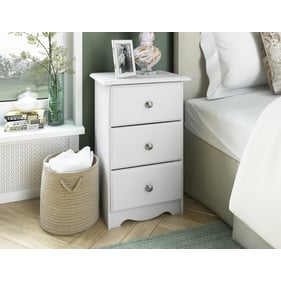 Palace Imports White 3 Drawers Nightstand with Metal Knobs