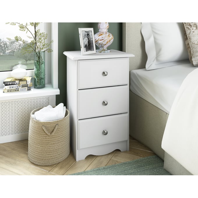 Palace Imports White 3 Drawers Nightstand with Metal Knobs PIF-5521K