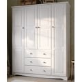 100% Solid Wood Family 4-Door Wardrobe with Metal Knobs