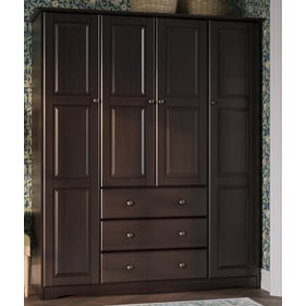 Palace Imports Family Java 4 Door Wardrobe with Metal Knobs