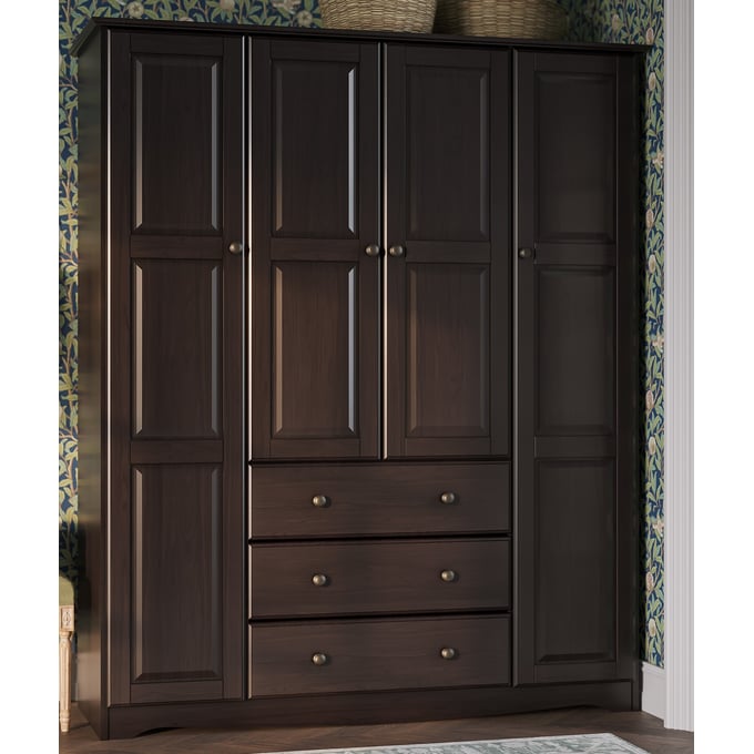 Palace Imports Family Java 4 Door Wardrobe with Metal Knobs PIF-5966K