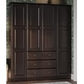 100% Solid Wood Family 4-Door Wardrobe with Metal Knobs