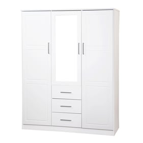 Palace Imports Cosmo White 3 Door Wardrobe with Mirrored