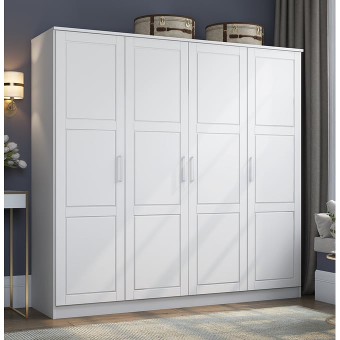 Palace Imports Cosmo White 4 Door Wardrobe PIF-7301D