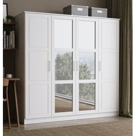 Palace Imports Cosmo White 8 Small And 1 Large Self 4 Mirrored Door Wardrob...