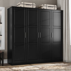 Palace Imports Cosmo Black 8 Small And 1 Large Shelf 4 Raised Panel Door Wa...