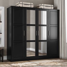 Palace Imports Cosmo Black 8 Small And 3 Large Self 4 Mirrored Door Wardrob...