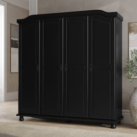 Palace Imports Kyle Black 4 Door Wardrobe With 2 Drawer