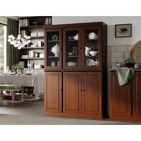 Palace Imports Mocha 48.5 Inch Kitchen Pantry Storage Cabinet with Glass Do...