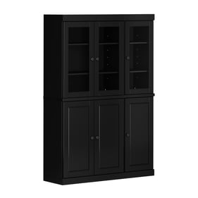 Palace Imports Black 48.5 Inch Pantry Cabinet with Glass Doors and 2 Drawer...