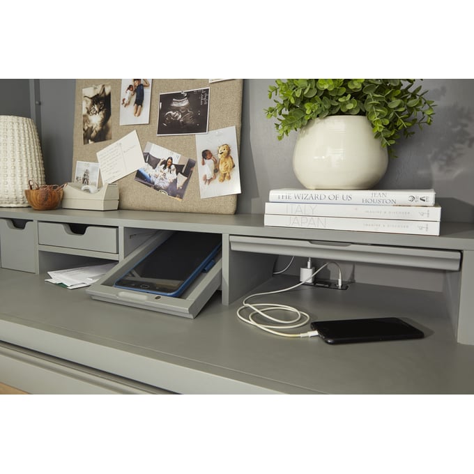 Parker House Americana Modern Grey Workstation with LED Light