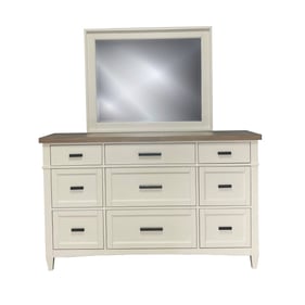 Parker House Americana Modern White 9 Drawers Dresser and Mirror