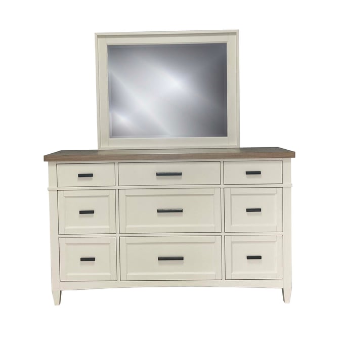 Parker House Americana Modern White 9 Drawers Dresser and Mirror PKH-BAME-2131-2