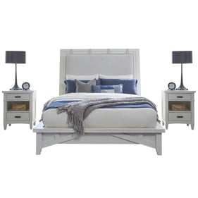 Parker House Americana Modern White Queen Platform Bed with 2 Nightstands