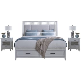 Parker House Americana Modern White Queen Shelter Bed with 2 Nightstands