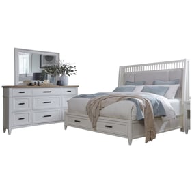 Parker House Americana Modern White King Shelter Bed with Dresser and Mirro...