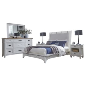 Parker House Americana Modern White Queen Platform Bed 2 Nightstands and Dr...