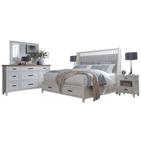 Parker House Americana Modern White Queen Shelter Bed 2 Nightstands and Dre...