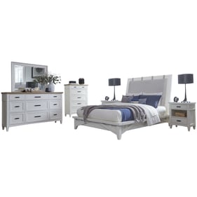 Parker House Americana Modern White Queen Platform Bed 2 Nightstands Dresse...