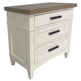 Parker House Americana Modern White 3 Drawers Nightstand with Charging Stat...