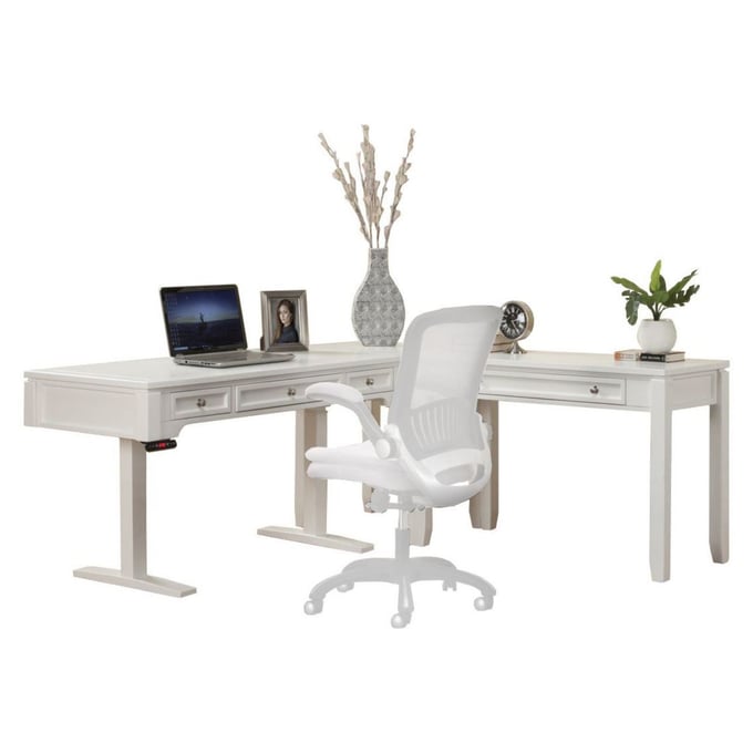 Parker House Boca White Power Lift L Shape Desk PKH-BOC-3PC-LIFT-LDESK