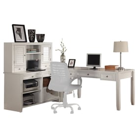 Parker House Boca White L Shape Desk with Credenza and Hutch