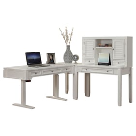 Parker House Boca White Power Lift L Shape Desk with Hutch